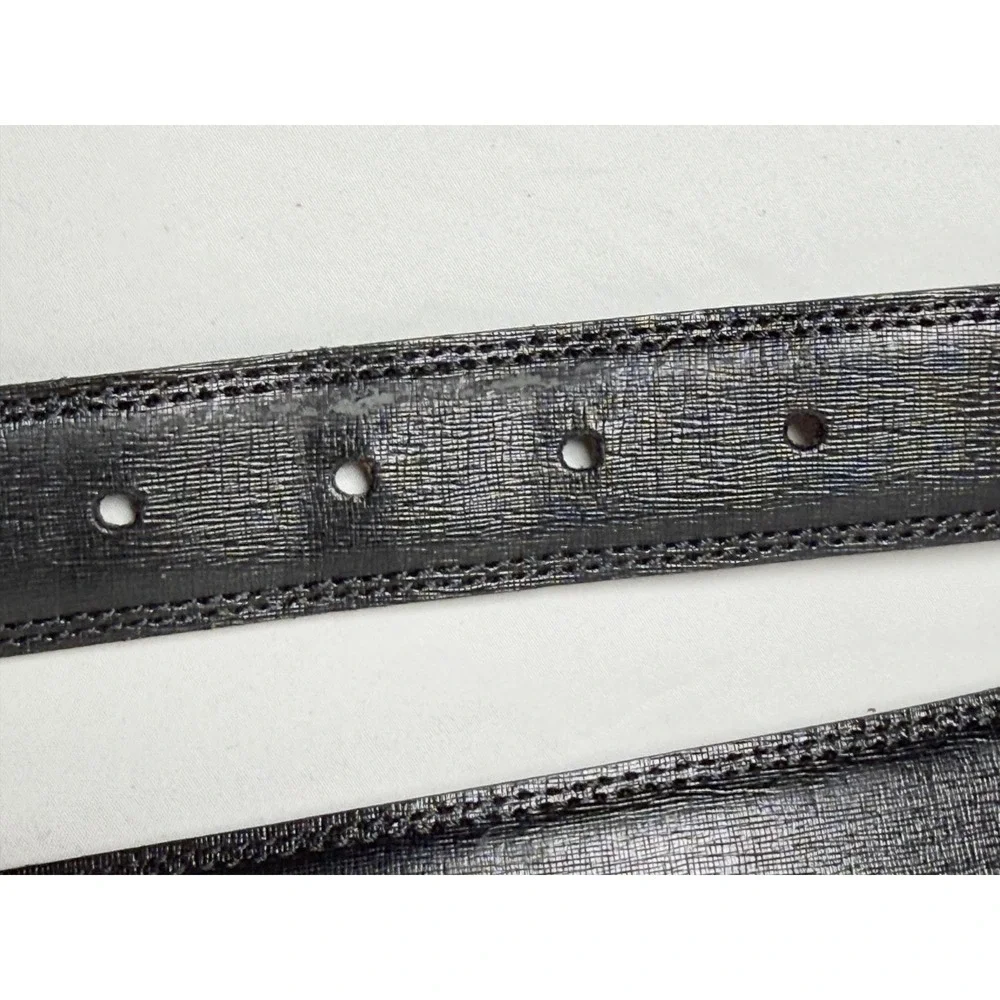 Brooks Brothers Black Leather Belt Made In Italy Silver Buckle 40